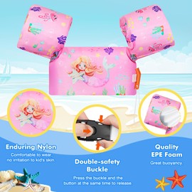 MoKo Swim Arm Band for Kids 20-30-40-50lbs, Clearance Toddler Swim Vest Cute Cartoon Swimming Wings Pool Floats Sleeve Children Water Sports Learning Swim Training Equipment, Pink Mermaid