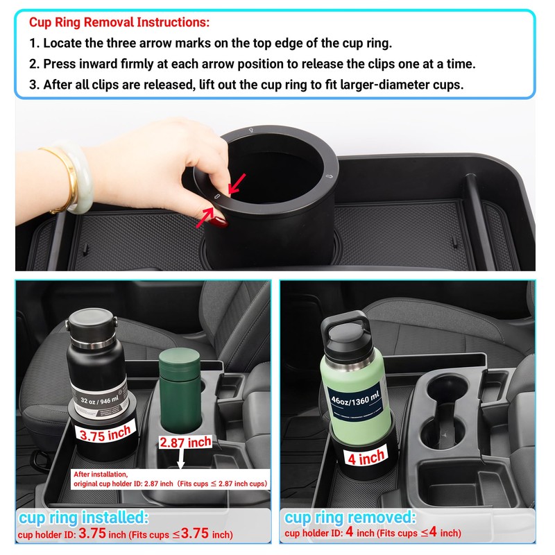 Sinminou Cup Holder Organizer for 2019-2026 Chevy Silverado/GMC Sierra 1500