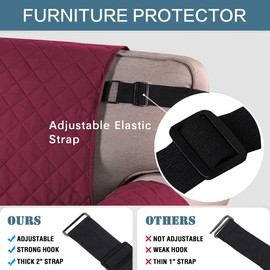 BellaHills Reversible Recliner Sofa Covers Water Resistant Recliner Chair Covers Furniture Protector for Recliner Chair with Elastic Straps for Pets Kids Sitting Width Up to 22"(Recliner,Burgundy/Tan)