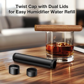 NEEDONE Cigar Tube, Airtight Smell Proof Portable Aluminum Alloy Single Cigar Holder Case with 2 Caps, Built in Humidifier, for Travel