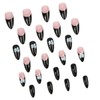 Flower Press on Nails Medium Almond Fake Nails Black French