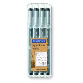 STAEDTLER Pigment Liner 308 - Case with 4 Fineliner Pens