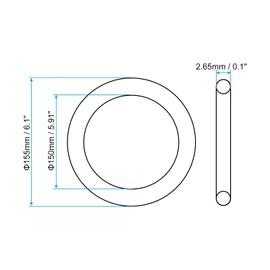 PATIKIL Nitrile Rubber O-Rings 155 mm AD 150 mm ID 2.65 mm Width Metric Seal for Tap Plumbing Car Repair Black