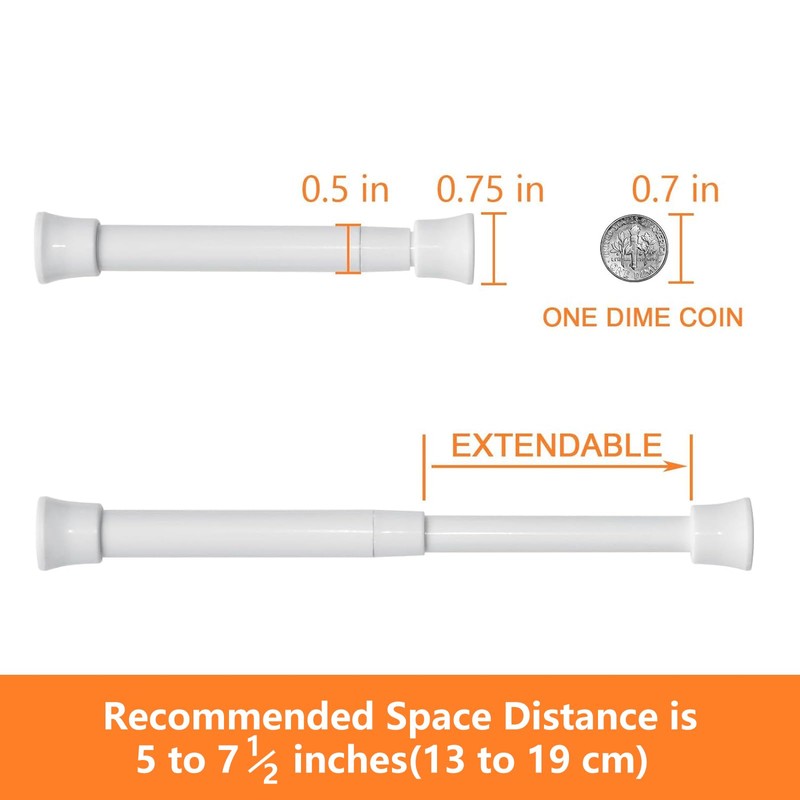 KXLife 2 Pack Smallest Spring Tension Curtain Rod for Narrow