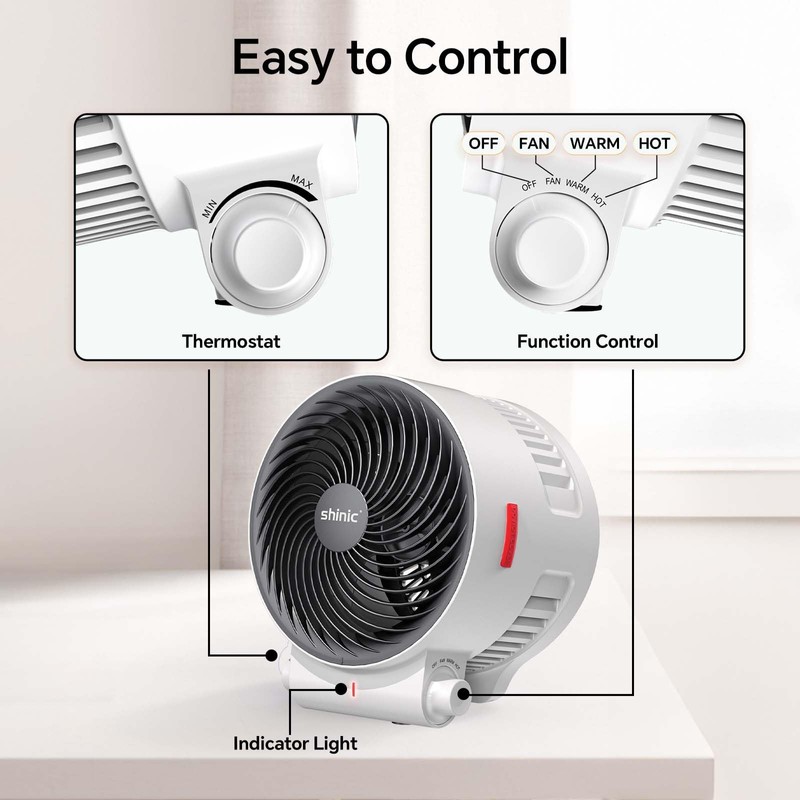 Shinic 2-in-1 Heater and Fan Combo,1500W Portable Space Heater with