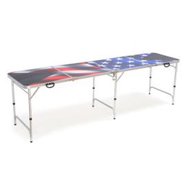 8' Folding Beer Pong Table with Bottle Opener, Ball Rack and 6 Pong Balls - American Flag Design - By Red Cup Pong
