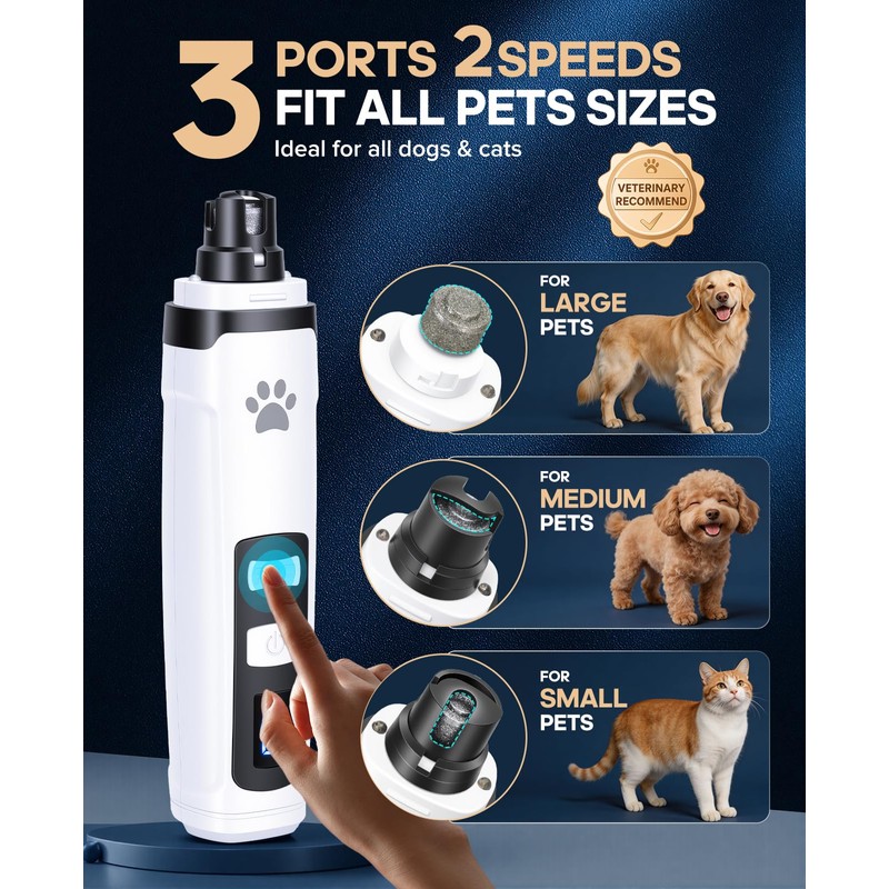 LEMULEGU Low Noise Pet Nail Grinder with Light,2-Speed Rechargeble Pet