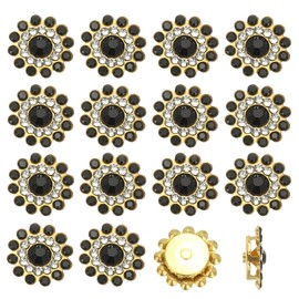 PATIKIL 100 Pcs Sew on Rhinestones, 14mm Flower Glass Rhinestones with Craft Gems Crystal Embellishments for Clothes Shoes Belt DIY Crafting Decoration, Black