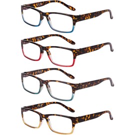 DOOViC Stylish Blue Light Reading Glasses for Women Men Anti UV/Glare/Fatigue 4 Pack Computer Readers +2.75