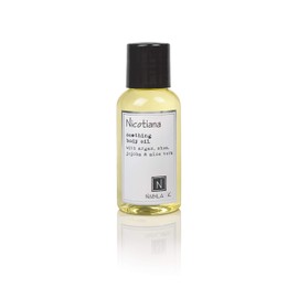 Nabila K Body Oil to Moisturize and Nourish Tired Skin - Argan Oil & Coconut Oil Based - Vitamin C to Restore Nutrients - Naturally Derived from Essential Oils - Travel Size - Nicotiana - 2.4 oz