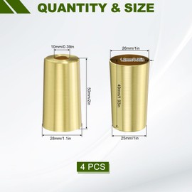 uxcell 4Pcs Metal Furniture Feet Cover, 1 x 2 Inch Conical Gold Table Foot Cap Increase Height Furniture Pads Leg Cover Protector for Chair, Table, Sofa