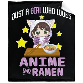 Microfiber Flannel Throw Blanket Just A Girl Who Loves Anime and Ramen Super Soft Cozy Lightweight Summer Quilt Perfect for Bed Sofa-50"x40" Small for Kids