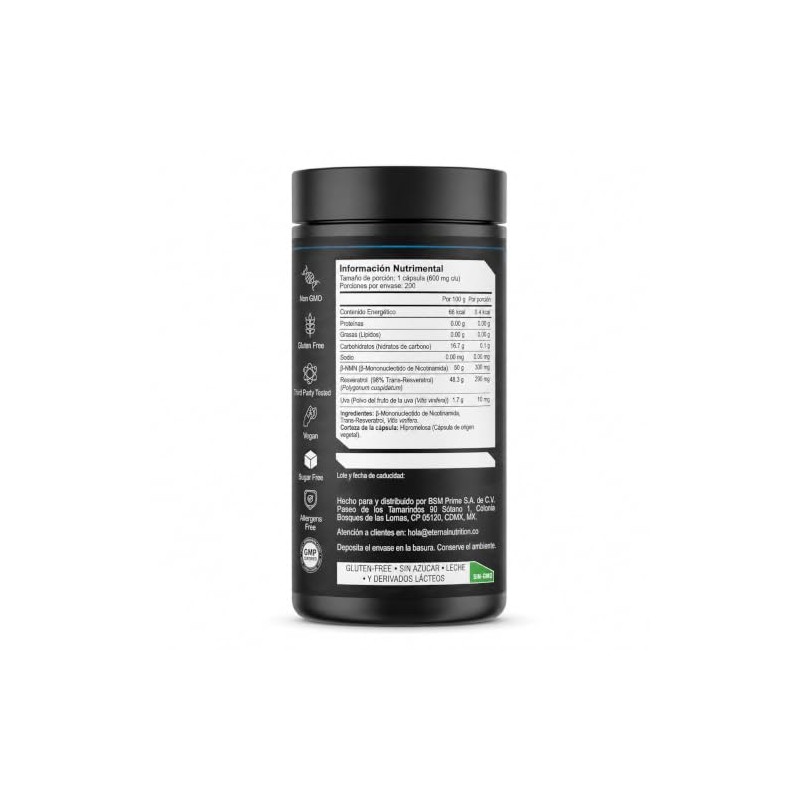 Eternal Nutrition Ultra Pure Nmn Resveratrol Puro 200 Caps