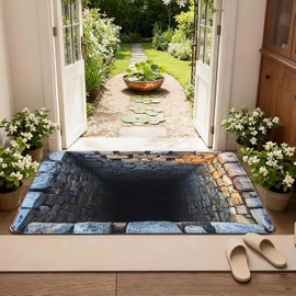 Genérico Alfombras de Ilusión Óptica 3D,Felpudo Antideslizante con Efecto Agujero Tapete Illusion para Suelo para Navidad Halloween Dormitorio Sala de Estar Baño Cocina Puerta Suelo Hogar