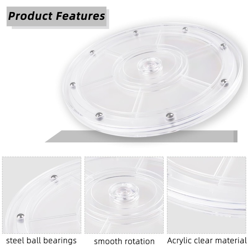 Yatinkim 22.8 cm Acrylic Turntable Rotating Base Clear 360 Degree
