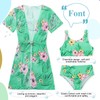 AIDEAONE Girls 3 Piece Bikini Set Floral Print Bathing Suit