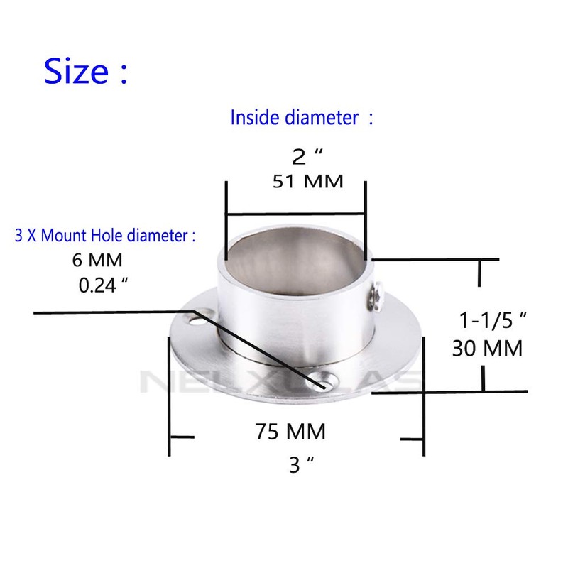 NELXULAS Stainless Steel Heavy Duty Closet Rod Holder,Shower Curtain Rod