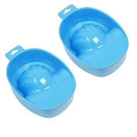 (Blue) - 2pcs Manicure Bowls Nail Soaking Bowl Nail Art Manicure Care Soak Bowl for Art Polishing Remover Treatment