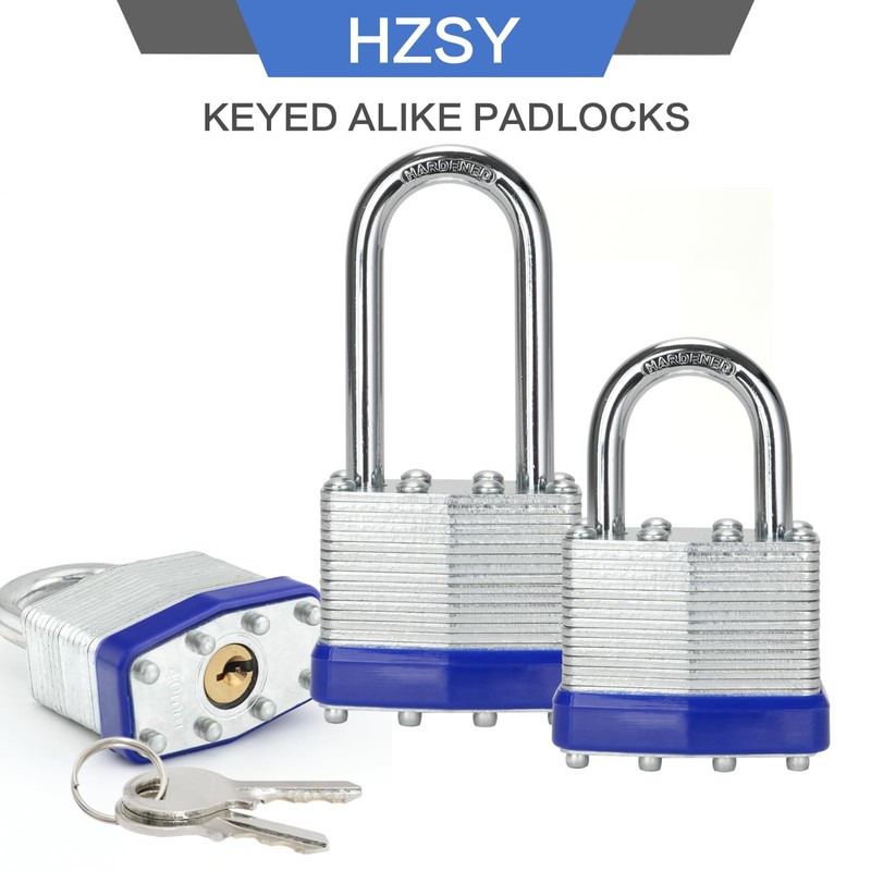 Padlocks Keyed Alike Key Lock, 6 Pack Laminated Steel Keyed