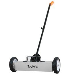Toolwiz 18 Inches 26 Lbs Magnetic Sweeper Magnetic Pickup Tool with Wheels Telescoping Tool Holder with Quick Release Latch and Extension Handle Heavy Duty Metal Pick Up