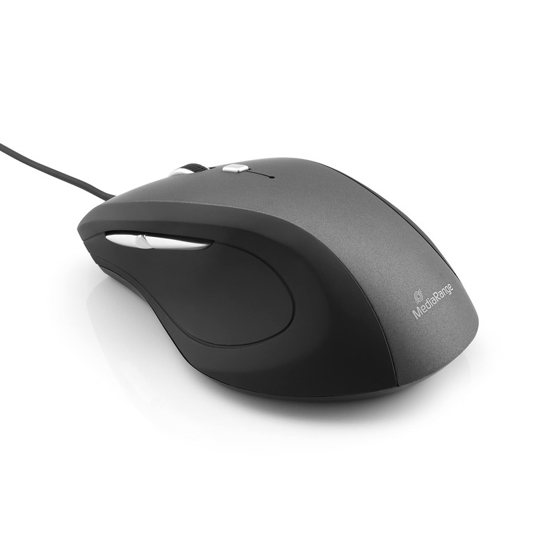 MediaRange kabelgebundene 5-Tasten Maus mit optischem Sensor, schwarz/grau