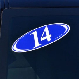 EZ Lettering Car Dealer Windshield Two Digit Oval Model Year Stickers,15 Packs Blue and White