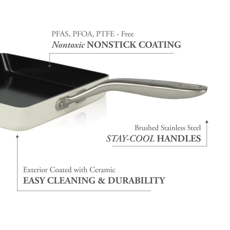 ValenCera TeChef Collection | Ceramic Nonstick Egg Frying Pan, Nontoxic