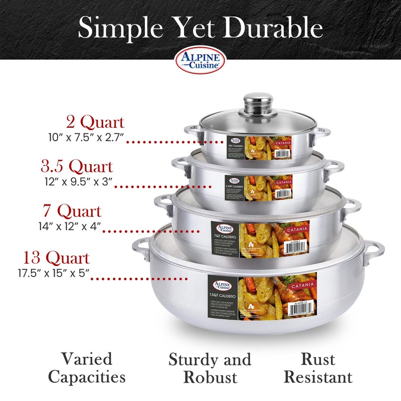 Alpine Cuisine Nonstick Aluminum Hot Pot Caldero Dutch Oven Set