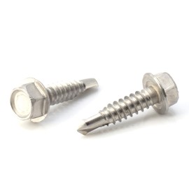 #14 Size, 1" Length (25mm) - Self Tapping Screw - Self Drilling Screw - 410 Stainless Steel Screws = Exceptional Wear and Very Corrosion Resistant) - Hex Washer Head - 100pcs