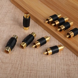 VCE RCA Adapter RCA Coupler Gold Plated RCAs Female to Female Coupler Females RCAs Connector Male to Male Couplers for Phono, Speaker, Amplifier Cable Extension, 6 Pack