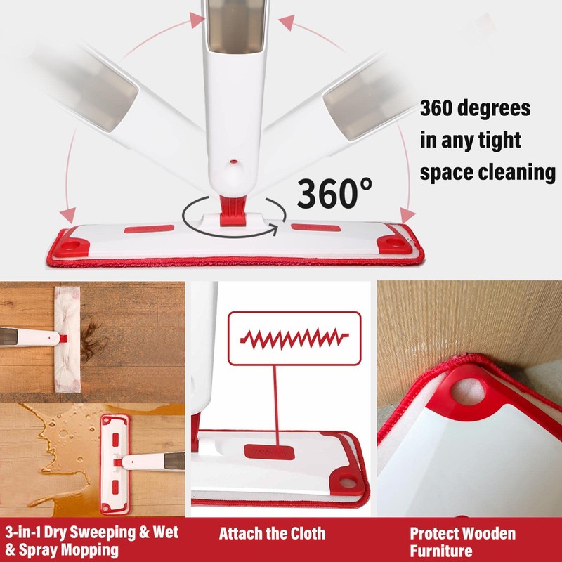 Mop for Floor Cleaning, Professional 18 Inch Washable Reusable 3