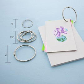 BAZIC Loose Leaf Binder Ring, Assorted Sizes (3/4", 1 1/4", 2"), Book Rings Binder Rings, Nickel Plated Steel Metal Ring (10/Pack), 1-Pack