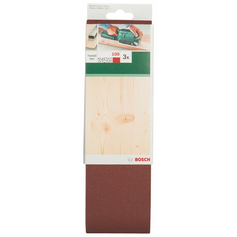 Bosch 2609256219 Sanding Belt Set for Belt Sanders (3-Piece)
