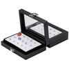 Giftop Jewelry Display Case Tempered Glass Top Lid Black Leatherette,Gemstone