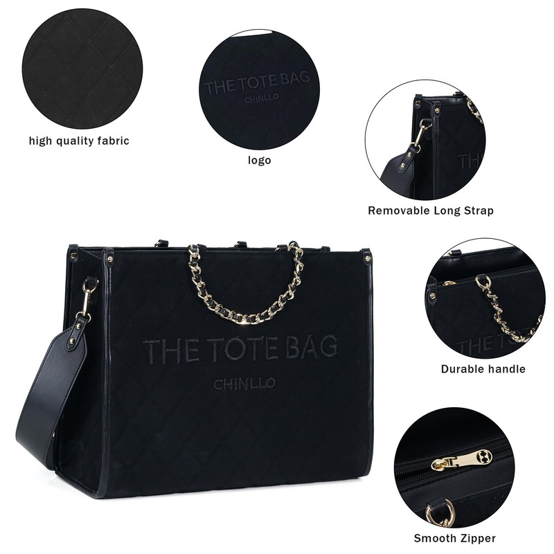 Chinllo Tote Bag for Women Quilted Chains Satchel Purse and