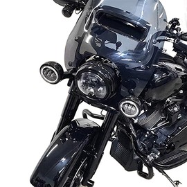 HAPPY-MOTOR Auxiliary Passing Light cover Fog Lamp Housing Bracket For Harley Street Electra Glide Road King Led 4.5'' Fog Light Outers Gloss Black