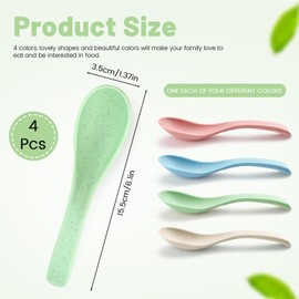 4 Packs Reusable Soup Spoons, Portable Tea Spoons, Lightweight Dinner Spoons, Table Dessert Spoons for Picnic Outdoor Home Office School Work Lunch Box Daily Use (4 Pastel Colors)