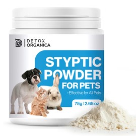 Detox Organica Styptic Powder for Pets (75g Large Tub) - Stop Bleeding Fast in Dogs, Cats, Birds, Rabbits and Other Pets - Treat Minor Superficial Cuts, Nail Clipping