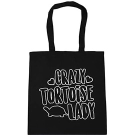 Hippowarehouse Crazy tortoise lady Tote Shopping Gym Beach Bag 42cm x38cm, 10 litres
