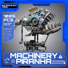 Myth Qholve Mechanical Piranha Building Block Kit Hand-Crank Gear Multi-Joint Motion Toy for Boys, Girls, and Hobbyists, Ideal for STEM Classrooms or Gift Giving