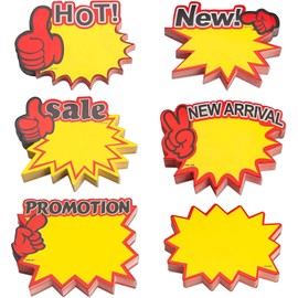 ERDOGLY 300 Pieces Starburst Signs for Retail Store, English Label Blank Sale Paper Signs Price Burst Tags, Garage Sale Sign Price Tags for Yard Sales Supplies, Poster Board Decorations (3 x 3.7 Inch)