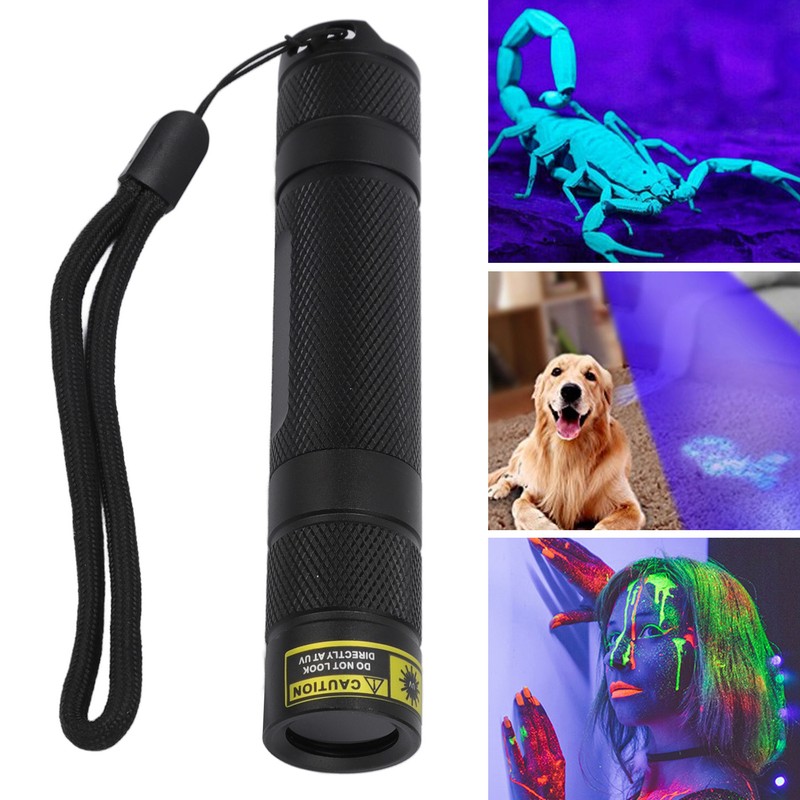 UV Flashlight LED 365nm Aluminium Alloy Battery Powered Widely Used