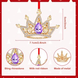 Christmas Ornaments Gold Crown Christmas Pendant, Metal Crown Christmas Tree Decoration Pendant, Hanging Christmas Tree Crown Pendant, Christmas Decoration Gift (B)