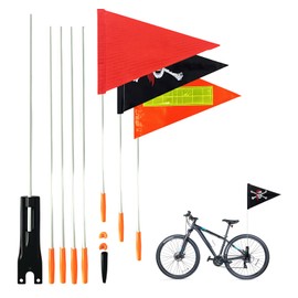 Fahrrad Wimpel, 3 Stück Fahrrad Fahne 180cm Fahrradwimpel Verstellbare, Sicherheitswimpel, Fahrrad Wimpel, Kinderfahrrad Sicherheitswimpel, Fahrradfahne Für Kinder, Warnschild（Orange, Rot Und Piraten）