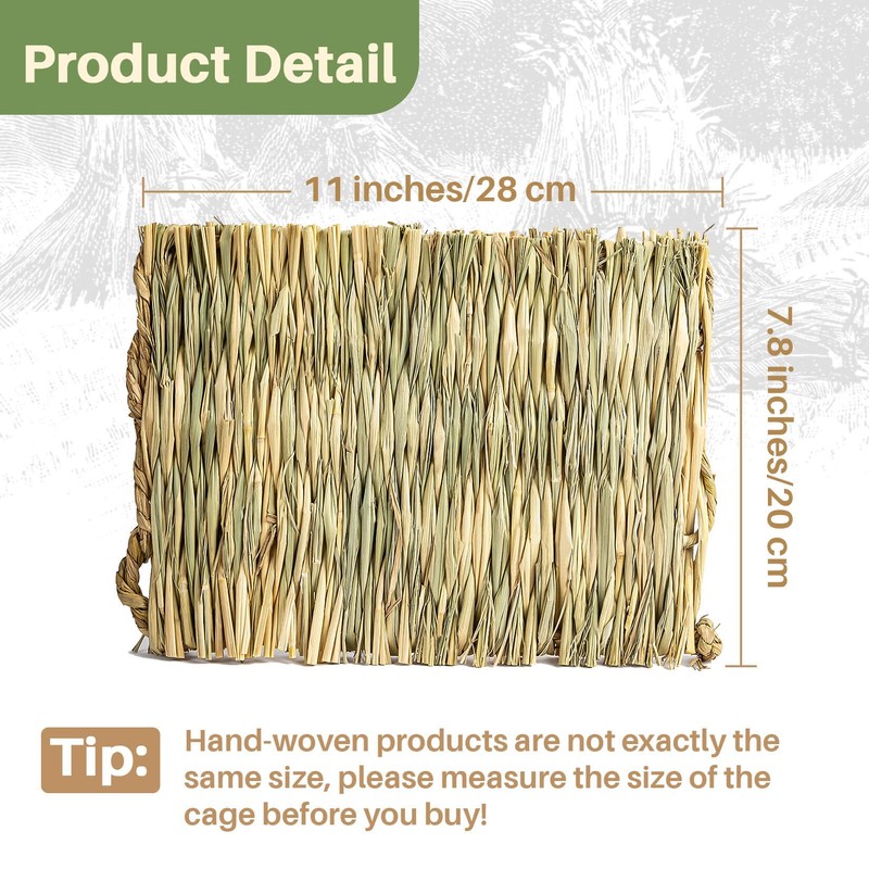 Sukh 3 PCS Rabbit Grass Mats - Hay Woven Bunny