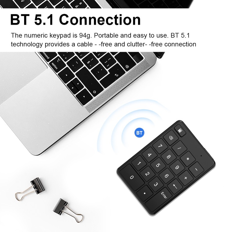 Wireless Numeric Keypad BT5.1 Number Pad 19 Keys Ultra-thin Design