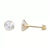 Genuine Round Diamond Stud Child Screw Back Earrings in 10k