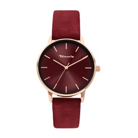 Tamaris Women's Watch with Leather Strap, Rose gold / leather strap burgundy, Rose gold / leather strap burgundy