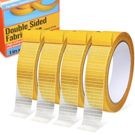 YINTTIAN Double Sided Fabric Tape Heavy Duty for Hem, Fashion Dress, Curtains, Carpet, High Adhesive Sticky but Removable, No Sewing or Ironing Need, 1in x 33FT/10m x 4Rolls