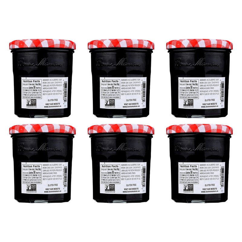 Bonne Maman Wild Blueberry Preserves, 13 oz Glass Jars (Pack